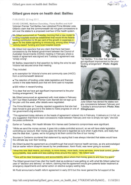 Gillard Gave More on Health Deal: Baillieu Page 1 Of3 ~