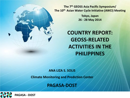 Country Report: Geoss-Related Activities in the Philippines