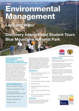 Discovery International Study Tours, Blue Mountains National Park