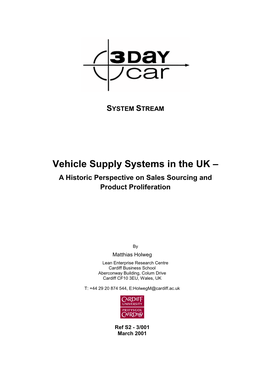 Vehicle Supply Systems in the UK –