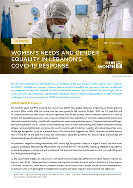 Women's Needs and Gender Equality in Lebanon's COVID-19