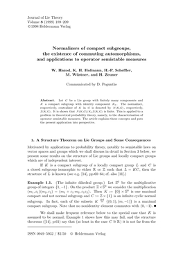 Normalizers of Compact Subgroups, the Existence of Commuting Automorphisms, and Applications to Operator Semistable Measures
