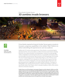 Frima Studio’S Zombie Tycoon 3D Zombies Invade Browsers