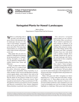 Variegated Plants for Hawai'i Landscapes