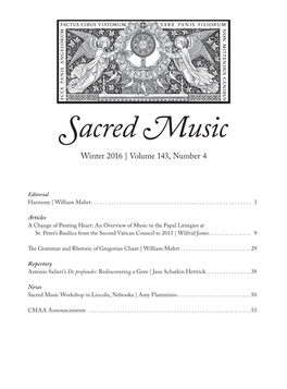 Sacred Music Winter 2016 | Volume 143, Number 4