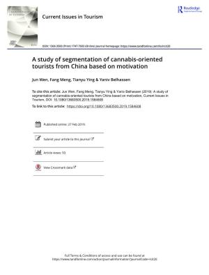 A Study of Segmentation of Cannabis-Oriented Tourists from China Based on Motivation