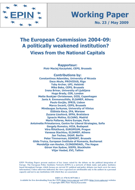 The European Commission 2004-09: a Politically Weakened Institution? Views from the National Capitals