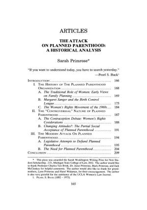 Attack on Planned Parenthood: a Historical Analysis