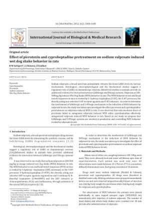 Effect of Picrotoxin and Cyproheptadine Pretreatment On