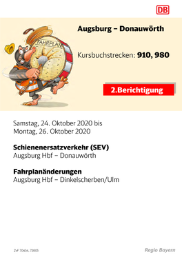 Augsburg – Donauwörth Kursbuchstrecken: 910