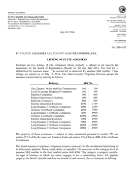 2014/033 – Listing of State Assessees