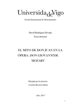 El Mito De Don Juan En La Ópera: Don Giovanni De Mozart
