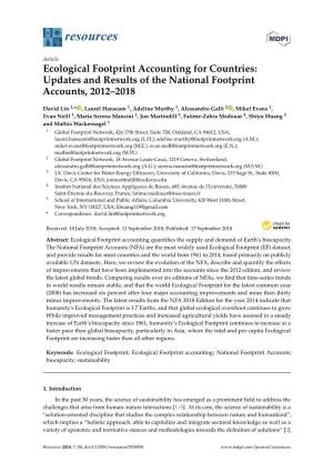 Ecological Footprint Accounting for Countries: Updates and Results of the National Footprint Accounts, 2012–2018