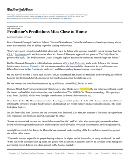 Predictor's Predictions Miss Close to Home