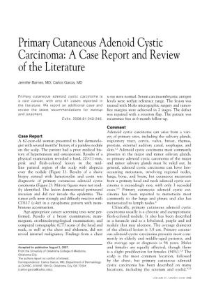 Primary Cutaneous Adenoid Cystic Carcinoma: a Case Report and Review of the Literature