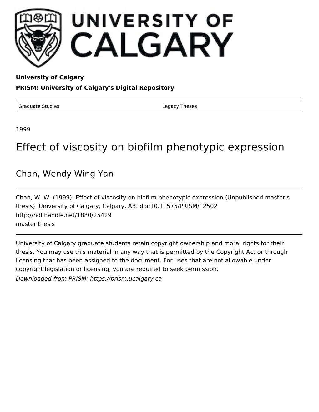 Viscosity on Biofilm Phenotypic Expression