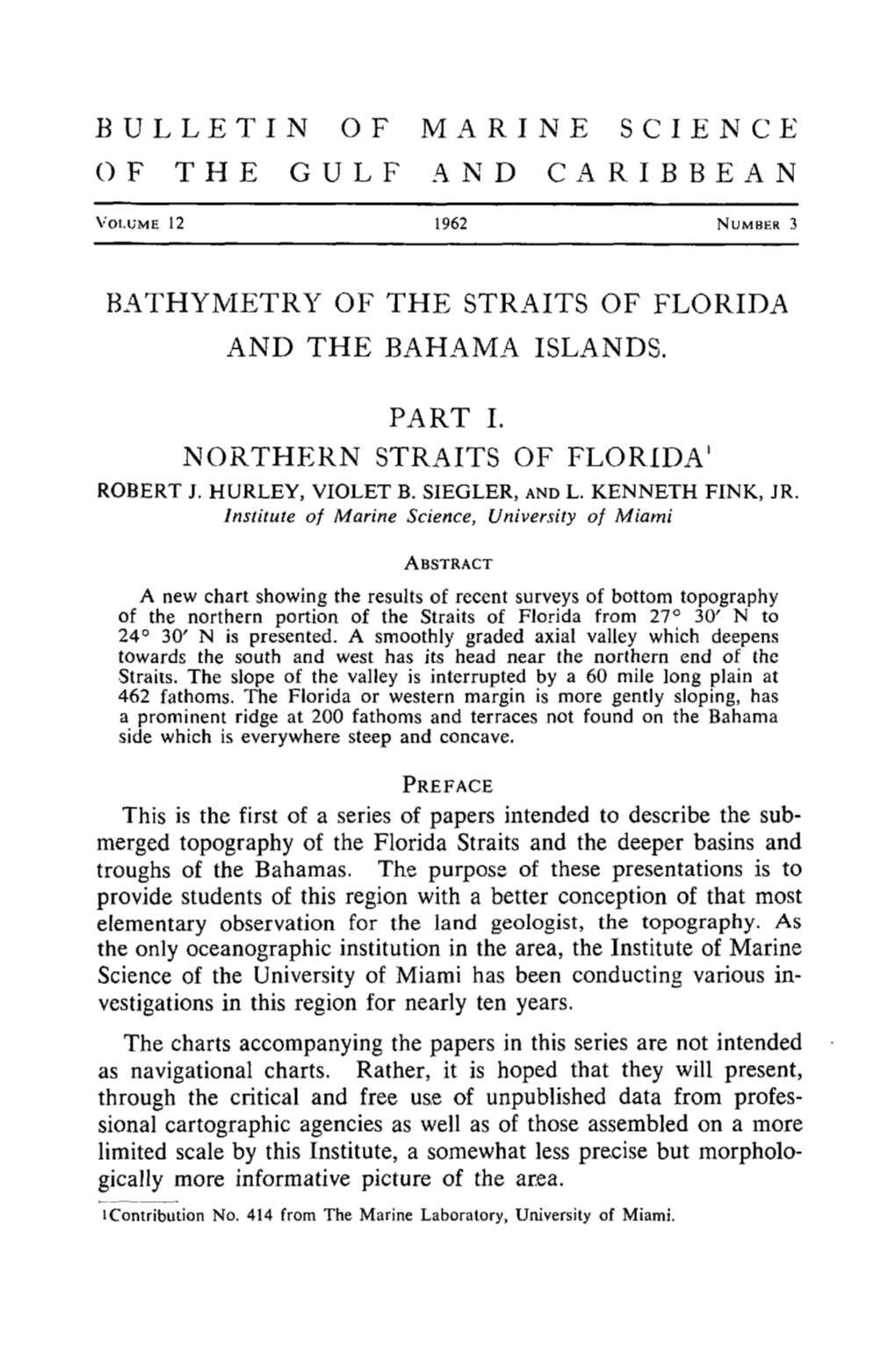 Bathymetry of the Straits of Florida and the Bahama