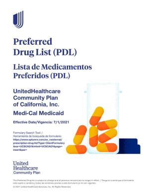 Preferred Drug List (PDL) Lista De Medicamentos Preferidos (PDL)