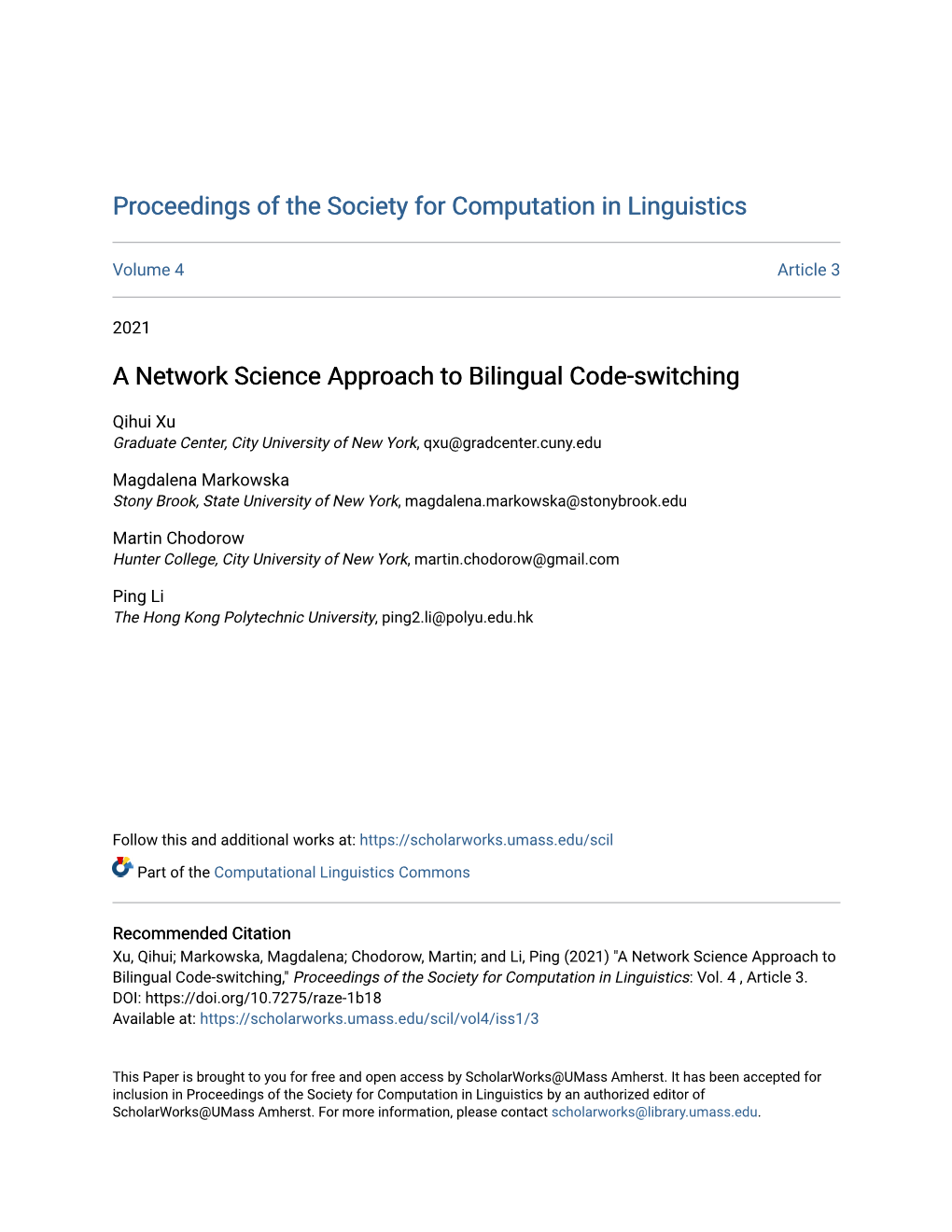 A Network Science Approach to Bilingual Code-Switching