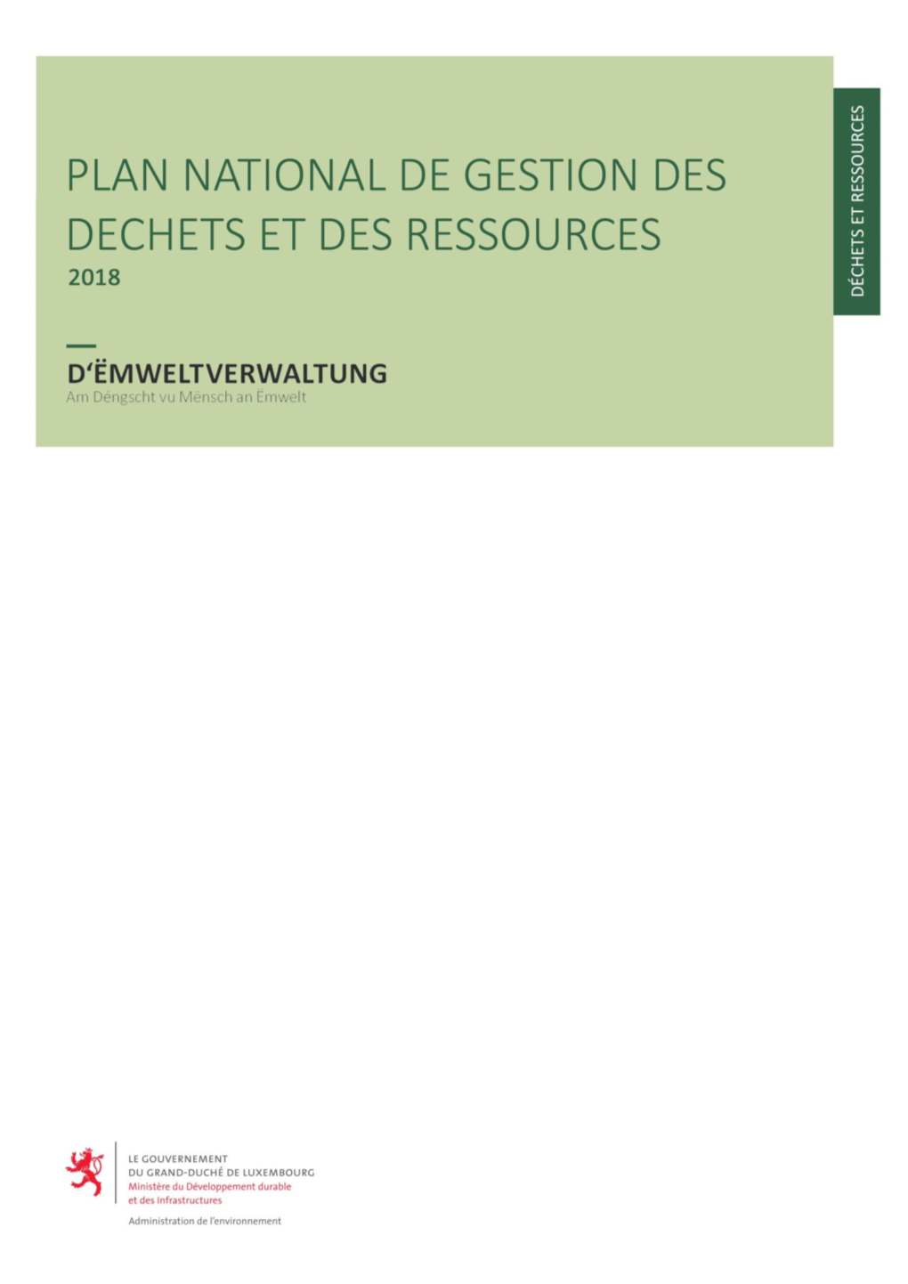 Plan National De Gestion Des Déchets Et Des Ressources (2018)