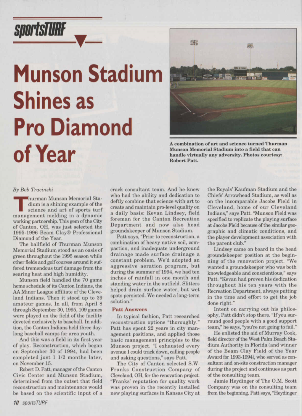 Munson Stadium Shines As Pro Diamond of Year