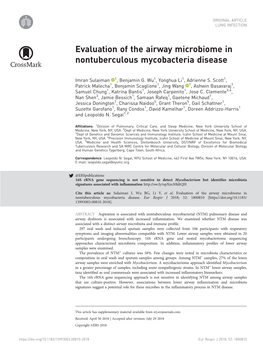 Evaluation of the Airway Microbiome in Nontuberculous Mycobacteria Disease