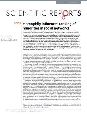 Homophily Influences Ranking of Minorities in Social Networks