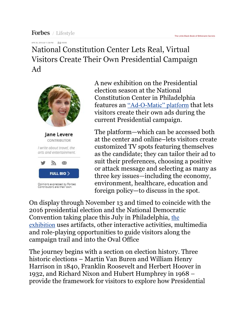 A New Exhibition on the Presidential