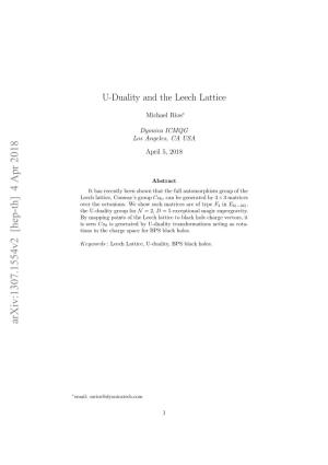 U-Duality and the Leech Lattice