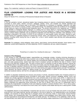 Flux Leadership: Leading for Justice and Peace in & Beyond COVID-19