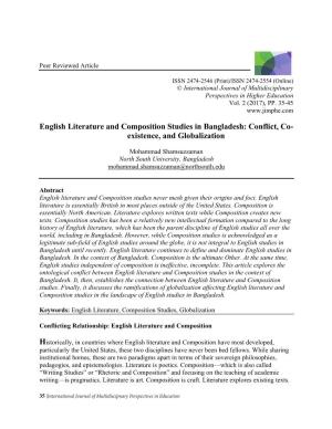 Finally, It Discusses the Ramifications of Globalization Affecting English Literature and Composition Studies in the Landscape of English Studies in Bangladesh
