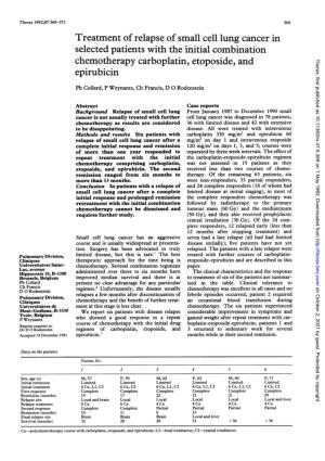 Chemotherapy Carboplatin, Etoposide, and Thorax: First Published As 10.1136/Thx.47.5.369 on 1 May 1992
