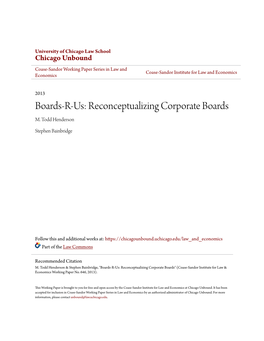 Reconceptualizing Corporate Boards M