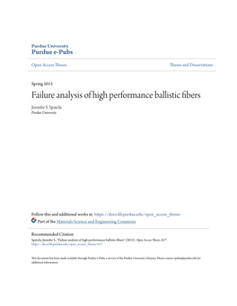 Failure Analysis of High Performance Ballistic Fibers Jennifer S