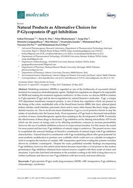 Natural Products As Alternative Choices for P-Glycoprotein (P-Gp) Inhibition
