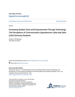 Increasing Student Voice and Empowerment Through Technology: the Perceptions of Communication Apprehensive Latter-Day Saint (LDS) Seminary Students
