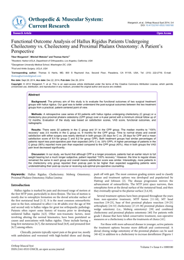 Functional Outcome Analysis of Hallux Rigidus Patients Undergoing Cheilectomy Vs