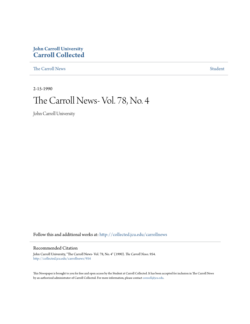 The Carroll News- Vol. 78, No. 4