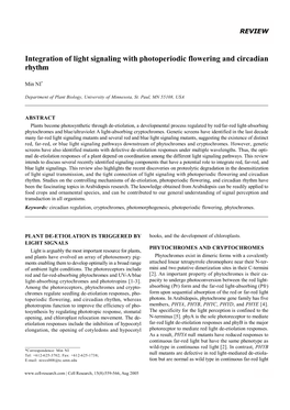 Integration of Light Signaling with Photoperiodic Flowering and Circadian Rhythm