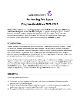 2021-2022 PAJ Program Guidelines