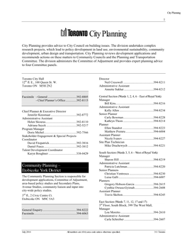 City Planning Phone Directory