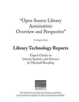 Open Source Library Automation: Overview and Perspective”
