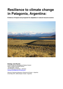 Resilience to Climate Change in Patagonia, Argentina