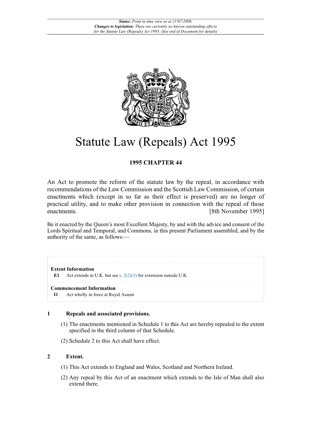 Statute Law (Repeals) Act 1995