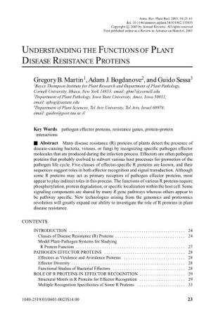 Understanding the Functions of Plant Disease Resistance Proteins