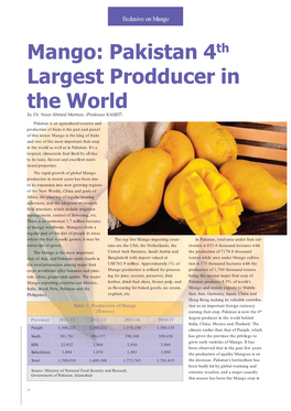 Mango: Pakistan 4Th Largest Prodducer in the World by Dr