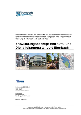 Entwicklungskonzept Einkaufs- Und Dienstleistungsstandort Eberbach
