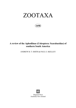 Zootaxa,A Review of the Aphodiinae (Coleoptera