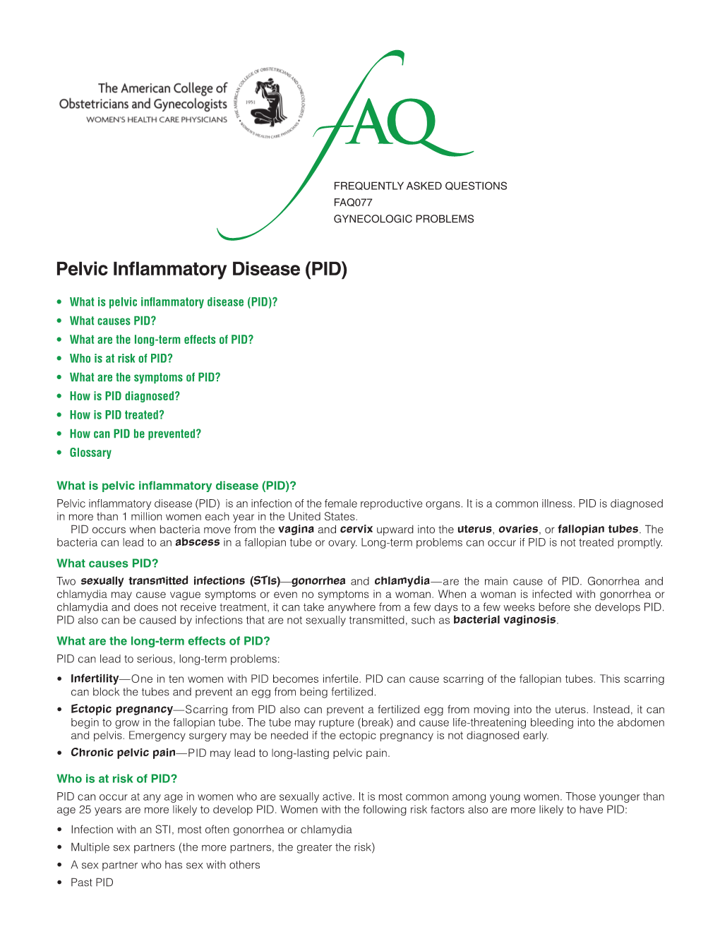 Pelvic Inflammatory Disease (PID)