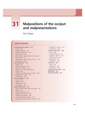 Malpositions of the Occiput and Malpresentations